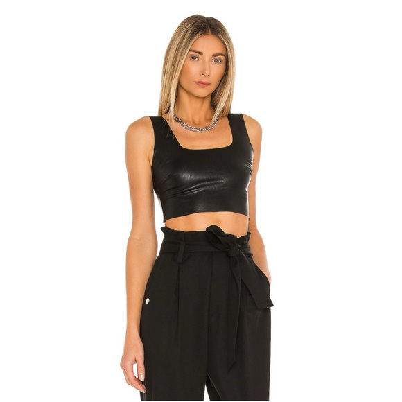 Commando Faux Leather Squareneck Crop Top - Picture 1 of 6